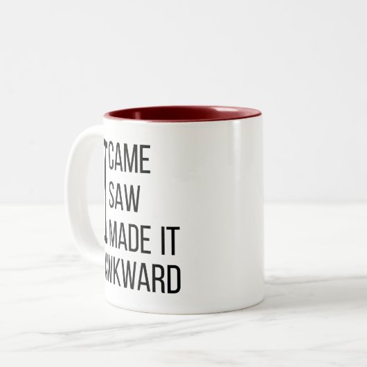 Ik kwam en zag dat ik het ongemakkelijk maakte - G Tweekleurige Koffiemok (Voorkant links)