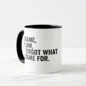 Ik kwam en zag dat ik vergat wat ik kwam voor grap mok (Voorkant links)