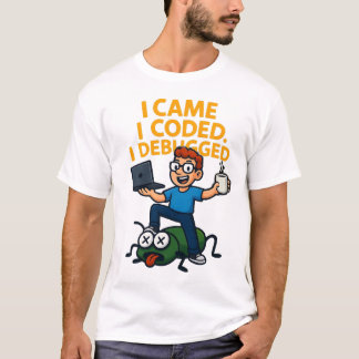 Ik kwam, ik codeerde, ik debugde, leuk T-shirt voo