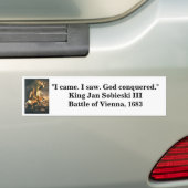 Ik kwam. Ik zag het. God is overwonnen. Bumpersticker (Op auto)
