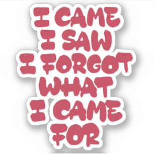 Ik kwam, ik zag, ik ben vergeten waarvoor ik kwam sticker