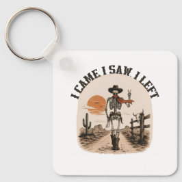 Ik kwam. Ik zag. Ik ging weg. Skelet Cowboy Grafis Sleutelhanger