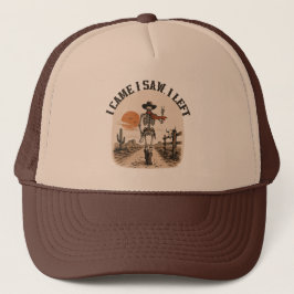Ik kwam. Ik zag. Ik ging weg. Skelet Cowboy Grafis Trucker Pet