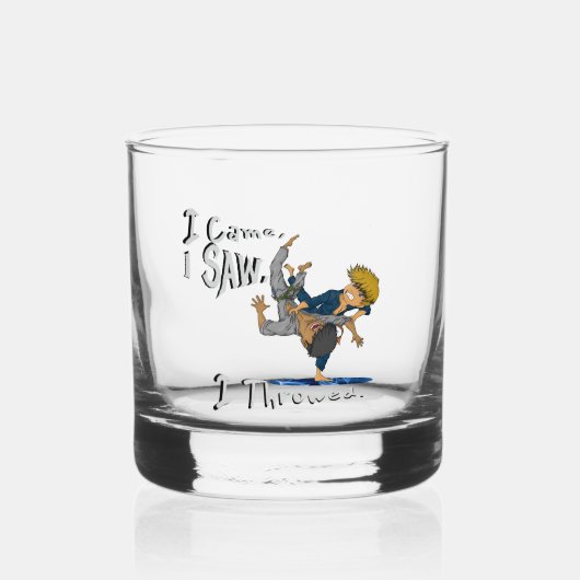 Ik kwam, ik zag, ik gooide. grappig judo whisky glas (Achterkant)