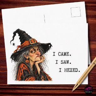 Ik kwam, ik zag, ik heksde grappige heks Halloween Feestdagenkaart