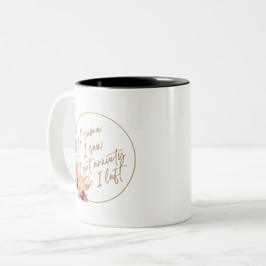 Ik kwam, ik zag, ik kreeg angstkeramische Mok (Voorkant links)