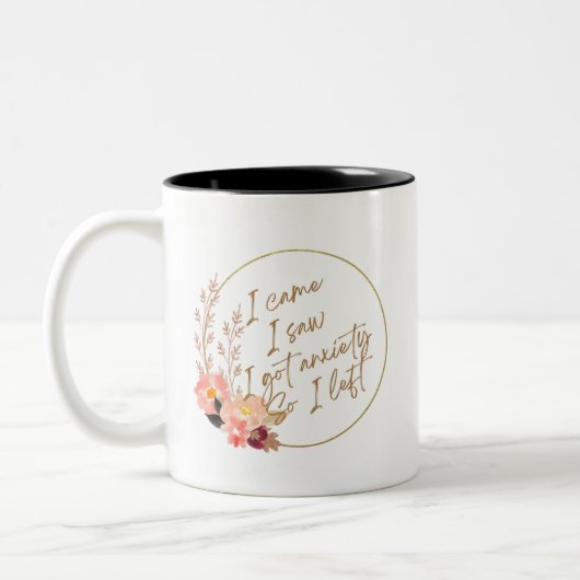 Ik kwam, ik zag, ik kreeg angstkeramische Mok (Links)