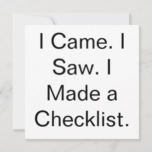Ik kwam. Ik zag. Ik maakte een checklist. Kaart