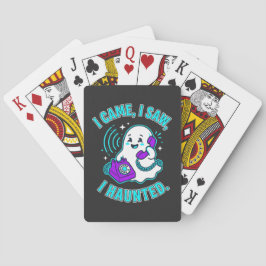 Ik kwam, ik zag, ik spookte. Een Halloween-geest. Pokerkaarten