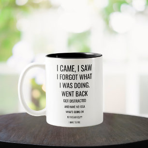 ik kwam ik zag ik vergat tweekleurige koffiemok