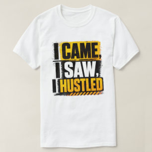 Ik Kwam Ik Zag Ik Werd Actief Gele Grunge Citaat T-shirt