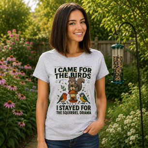 Ik kwam voor de vogels, leuke eekhoorn T-shirt