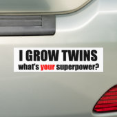 Ik kweek tweeling, wat is je supermacht? bumpersticker (Op auto)