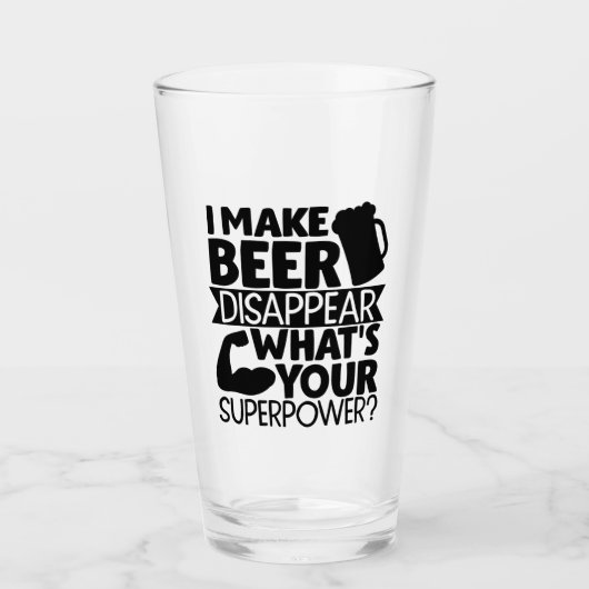 Ik laat bier verdwijnen wat je supermacht is? glas (Voorkant)
