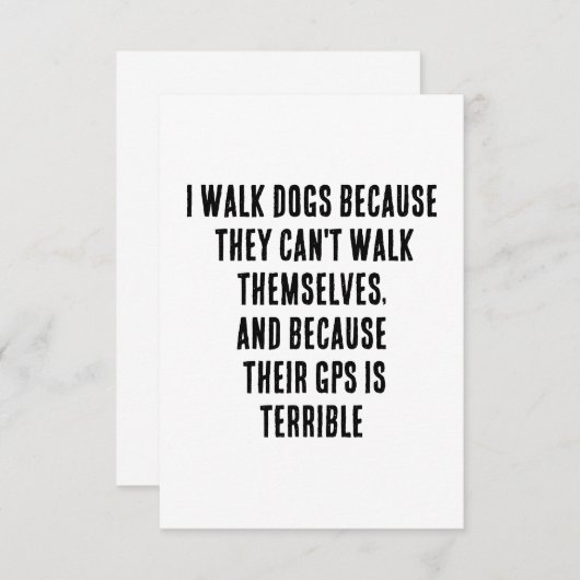 Ik laat honden lopen omdat ze niet zelf kunnen lop bedankkaart (Voorkant / Achterkant)