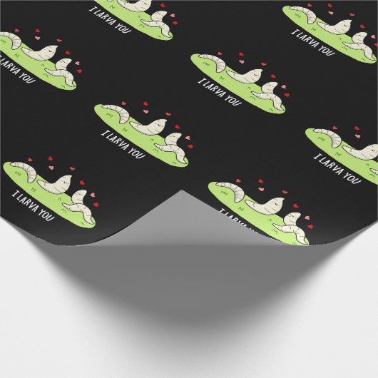 Ik Larvae je grappig Larvae Love Pun Dark BG Cadeaupapier (Hoek)