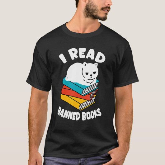 Ik las Banque Bshirt Black Cat Reader Bookwo T-shirt (Voorkant)