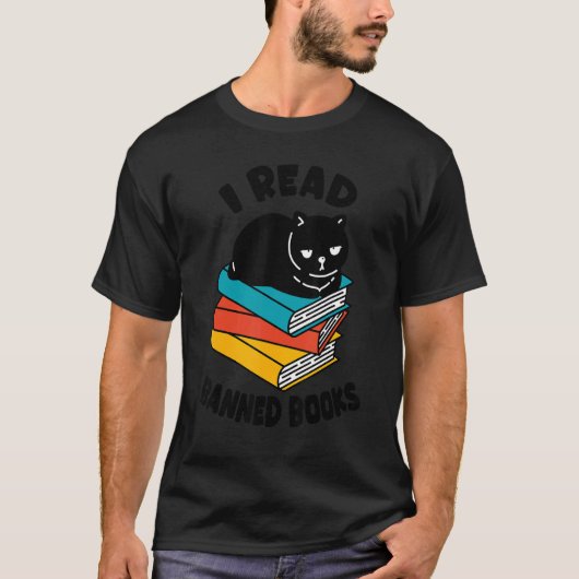 Ik las Banque Bshirt Black Cat Reader Bookwo T-shirt (Voorkant)