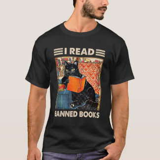 Ik las boekenbakworm met zwarte kat uit verboden b t-shirt