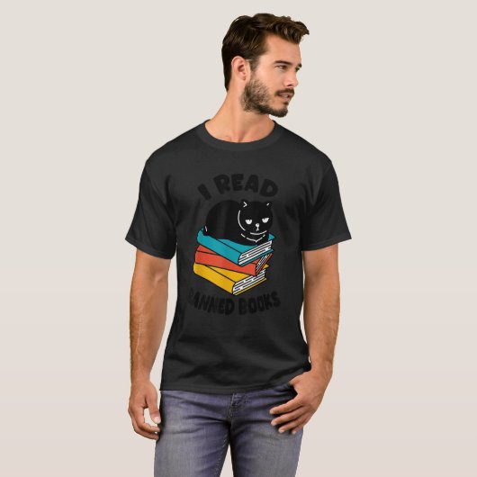 Ik las boekenbakworm met zwarte kattenlezer voor v t-shirt (Voorkant volledig)