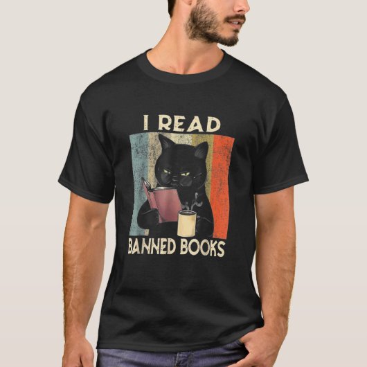 Ik las boekenbakworm met zwarte kattenlezer voor v t-shirt (Voorkant)
