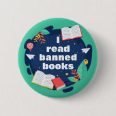 Ik las boekenoverzichten tegen censuur ronde button 5,7 cm (Voorkant)