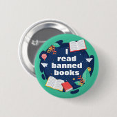 Ik las boekenoverzichten tegen censuur ronde button 5,7 cm (Voorkant /achterkant)