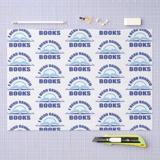 Ik las een verboden boekenblauw tekstontwerp tissuepapier (Craft)