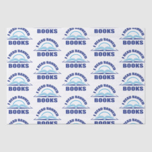 Ik las een verboden boekenblauw tekstontwerp tissuepapier