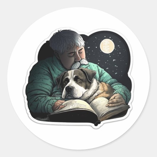Ik las ook voor aan mijn hond! ronde sticker (Voorkant)