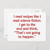 Ik las recepten als science fiction... briefkaart (Voorkant / Achterkant)