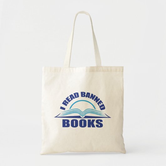 Ik las verboden boeken-blauw tekstontwerp tote bag (Voorkant)
