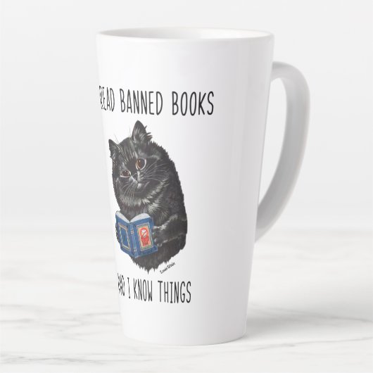 Ik las verboden boeken en ik ken dingen-Louis Wain Latte Mok (Rechterhoek)