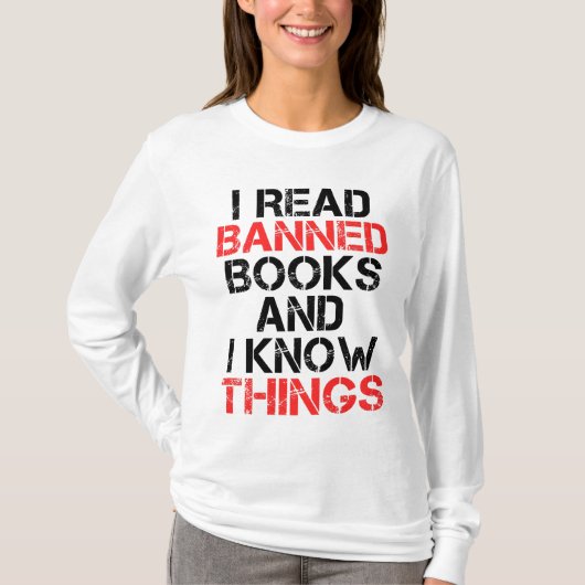 Ik las verboden boeken en ik ken dingen t-shirt (Voorkant)
