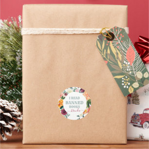 Ik las verboden boeken Floral Wreath Ronde Sticker