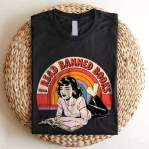 Ik las verboden boeken retro boekenwurm meisje t-shirt