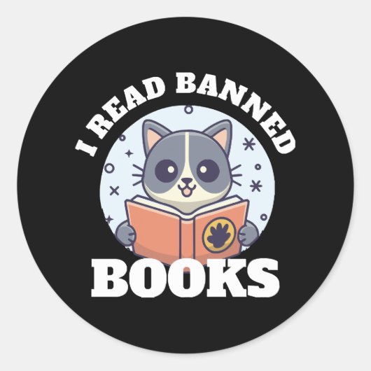 Ik las verboden boeken ronde sticker (Voorkant)