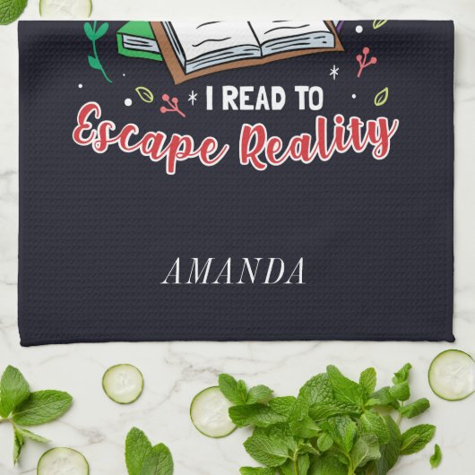 Ik las voor Escape Reality Book Nerd Personated Theedoek (Gevouwen)
