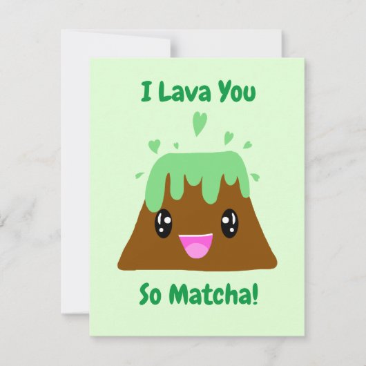 Ik Lava Je Zo Matcha Kawaii Groene Thee Liefde Bedankkaart (Voorkant)