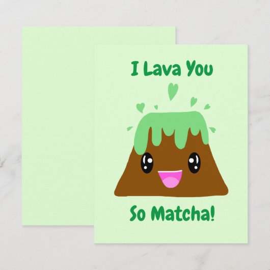 Ik Lava Je Zo Matcha Kawaii Groene Thee Liefde Bedankkaart (Voorkant / Achterkant)