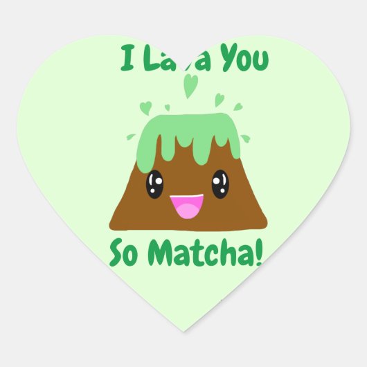 Ik lava je zo Matcha Kawaii Heart Sticker (Voorkant)