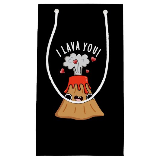 Ik lava You Funny Volcano Pun Dark BG Klein Cadeauzakje (Voorkant)