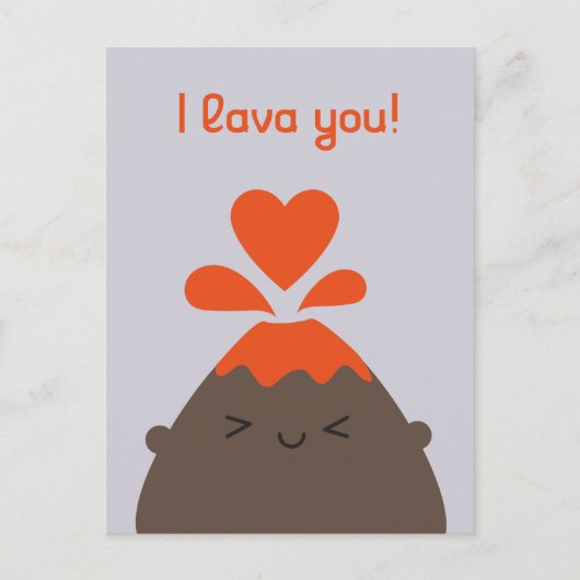 Ik Lava You Kawaii Volcano Briefkaart (Voorkant)