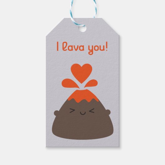 Ik Lava You Kawaii Volcano Cadeaulabel (Voorkant)