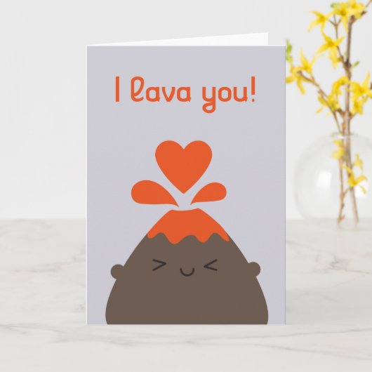 Ik Lava You Kawaii Volcano Kaart (Gele Bloem)