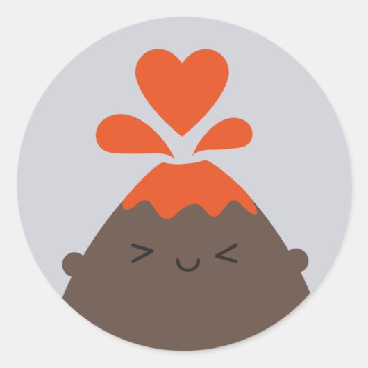 Ik Lava You Kawaii Volcano Ronde Sticker (Voorkant)