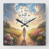 Ik leef door geloof in de Zoon van God Vierkante Klok (Voorkant)