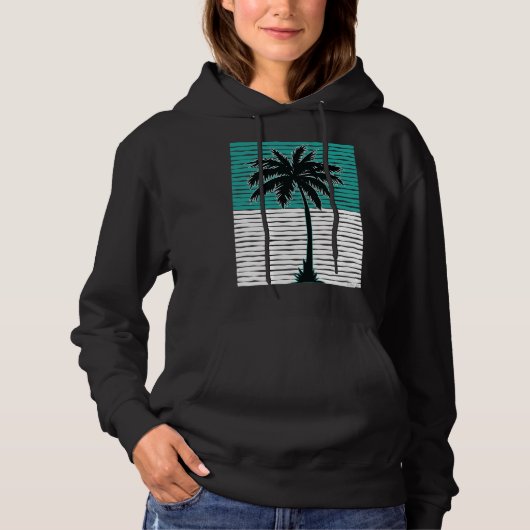 Ik leef het leven Palmboom Afbeelding Cool Aqua Gr Hoodie (Voorkant)