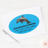 Ik leef met een bruinvis ovale sticker (Envelop)