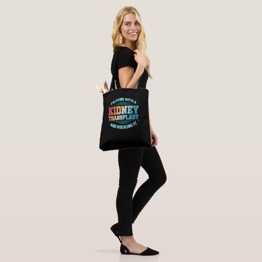 Ik leef met een niertransplantatie tote bag (Op model)